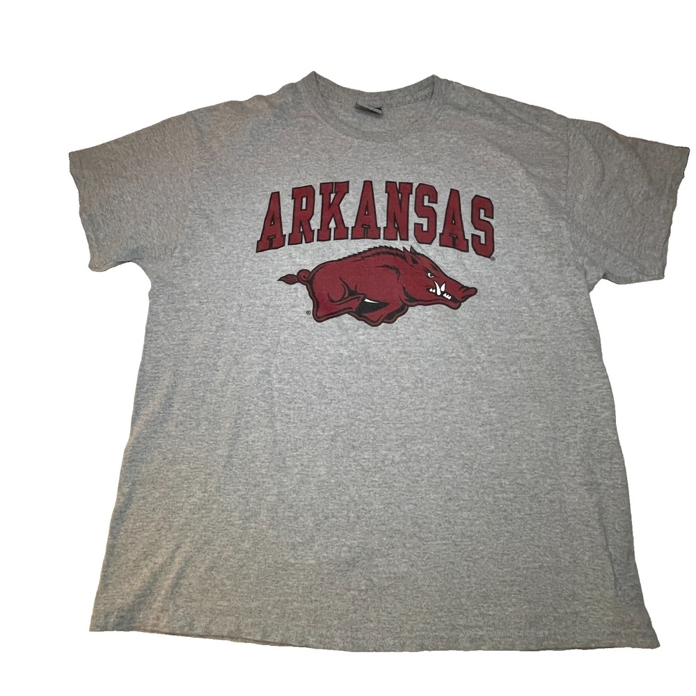 Arkansas Razorbacks College t shirt  Logo Regular Fit Gray Unisex Size XL